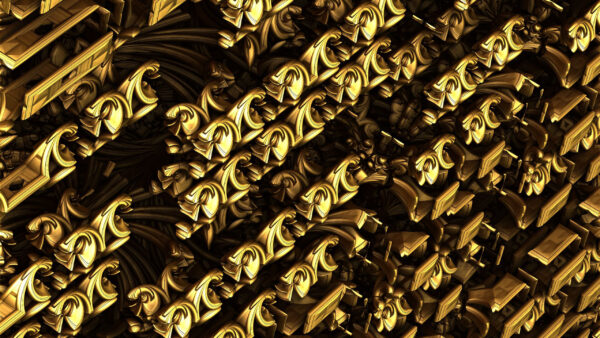 Wallpaper Fractal, Abstraction, Trippy, Structure, Gold