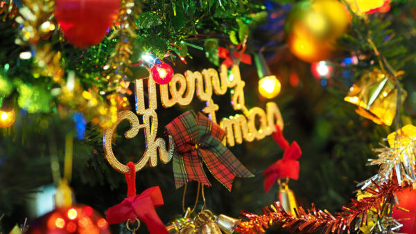 Wallpaper Christmas, Merry, Decoration, Balls, Lights, Colorful, Bows