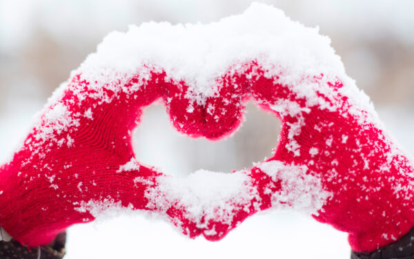 Wallpaper Love, Hands, Heart, Snow