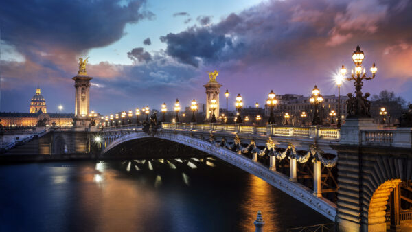 Wallpaper With, Alexander, Background, Paris, Sky, Lights, Clouds, Travel, Bridge, And, Desktop, France