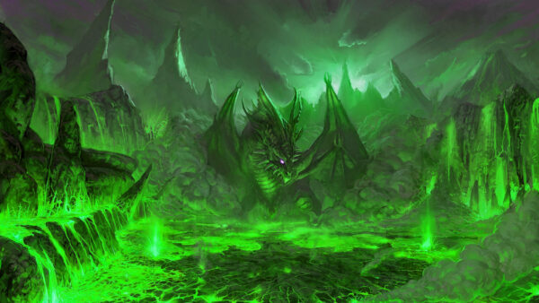 Wallpaper Dreamy, Fire, Dragon, Fantasy, Green, Desktop