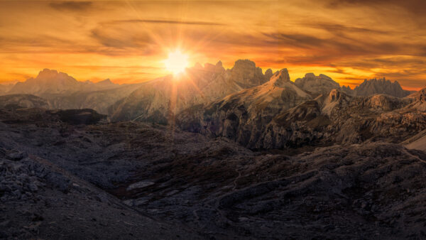 Wallpaper Panorama, Desktop, Nature, During, Mobile, Dolomites, Sunset, Rock, Mountain
