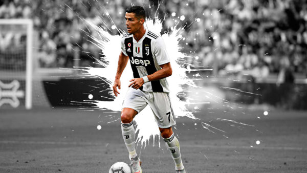 Wallpaper CR7, White, Wearing, Ronaldo, Cristiano, Dress, Black, Background, Blur, Stadium, Sports