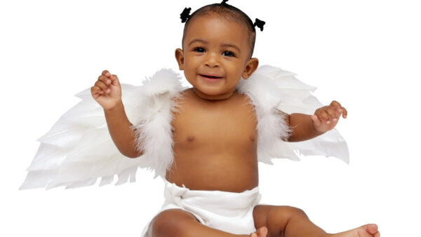 Wallpaper Sitting, Baby, White, Cute, Smiley, With, Background, Desktop, Wings