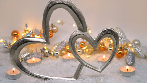 Wallpaper Candles, Heart, Balls, Desktop, Mobile, Photography, Decoration, Silver, Shapes