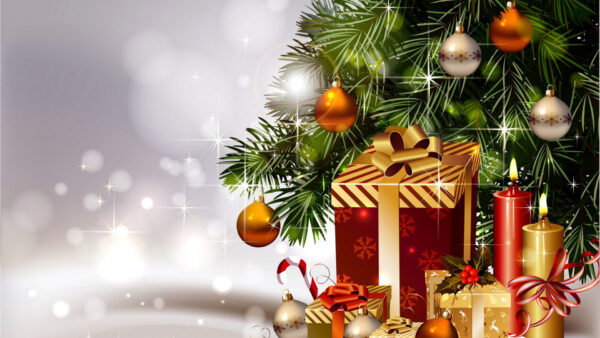 Wallpaper Desktop, And, Candles, Boxes, Tree, Christmas, Gift, With