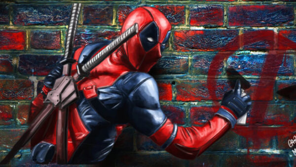 Wallpaper Near, Deadpool, Standing, Background, WALL, Colorful