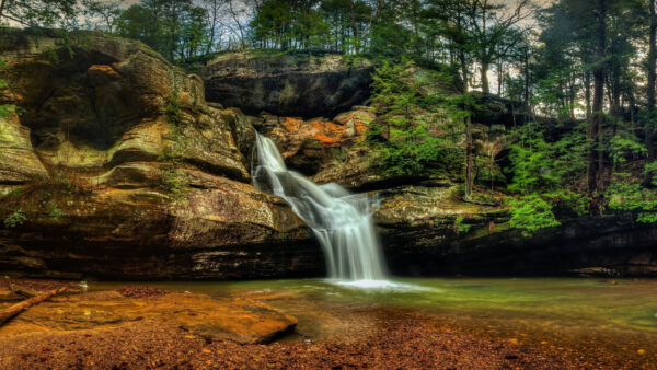 Wallpaper Lake, Forest, Waterfall, Greenery, Rocks, Green, Scenery, Stream, Trees