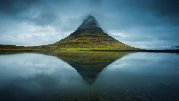 Wallpaper Reflection, Mountain, Water, Clouds, Sky, Landscape, Nature, Background, White, Foggy, View, Greenery