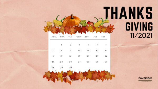 Wallpaper Calendar, November, 2021, Thanksgiving