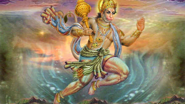 Wallpaper Colorful, With, Hanuman, Background, Gada