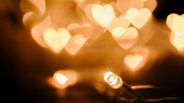 Wallpaper Bokeh, Background, Heart, Lights, Yellow, Blur, Shapes