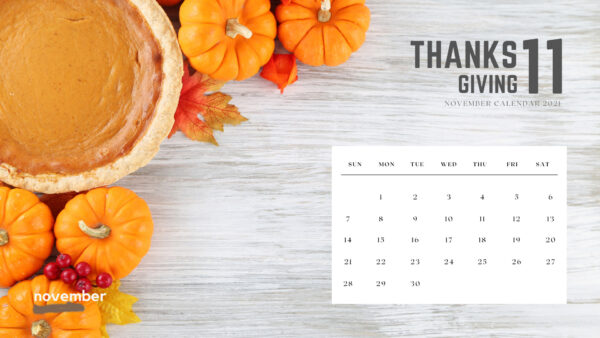 Wallpaper November, Autumn, Thanksgiving, 2021, Pumpkins, Leaves, Calendar
