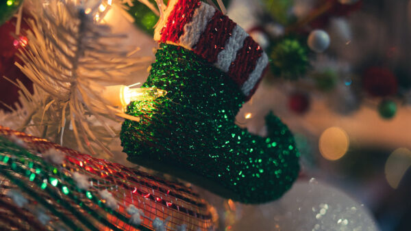 Wallpaper Lights, Santa, Socks, Claus, Christmas, Tree, Glitter, Garland, Decoration