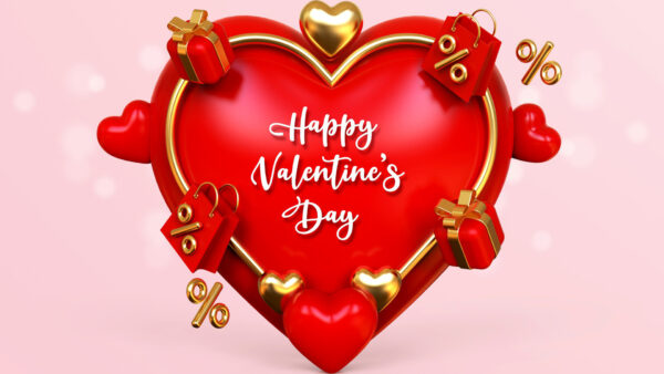 Wallpaper Happy, Day, Valentine’s, Golden, Red, Background, Boxes, Pink, Light, Gift, Hearts