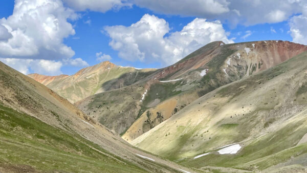 Wallpaper White, Sky, Under, Mountains, Clouds, Hills, Greenery, Blue, Slope, Nature