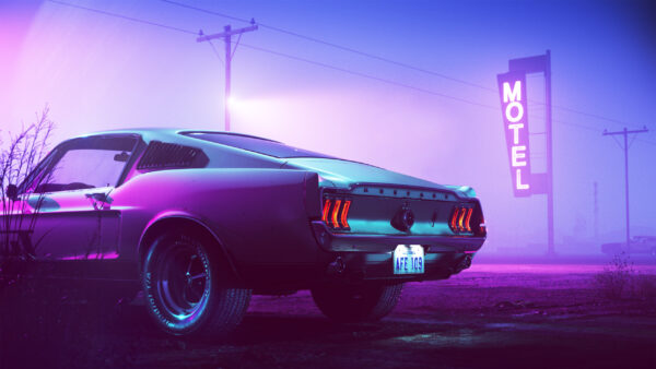 Wallpaper Mustang, Neon