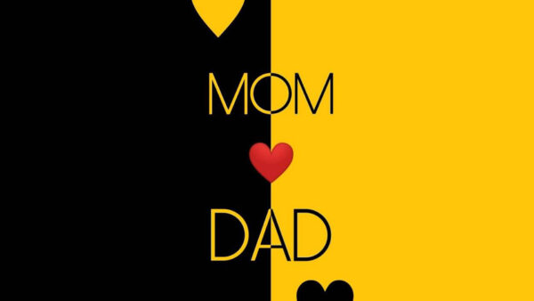 Wallpaper Dad, Yellow, Heart, And, MOM, With, Black, Red, Background, Desktop