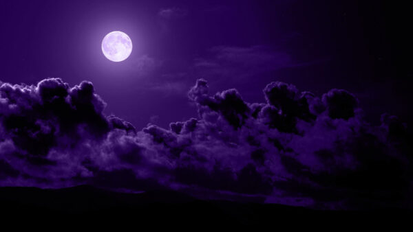 Wallpaper Black, Purple, Dark, Cloudy, Moon, Desktop, Background, Sky