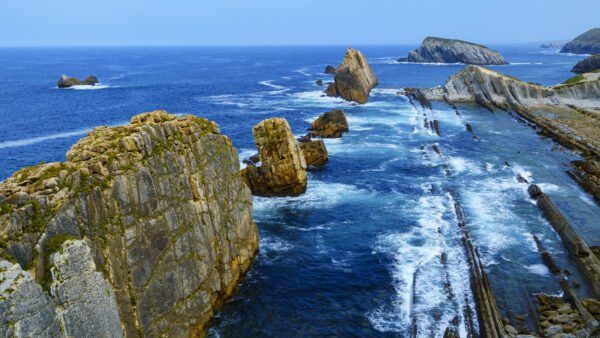 Wallpaper Rock, Sea, Blue, Coast, Desktop, Nature, Mobile, Cantabria, Sky, Under