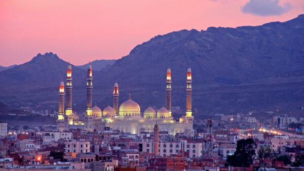 Wallpaper Panorama, Travel, Sunset, Mosque, Desktop, Yemen, Mountain, Building, Sana’a, Saleh