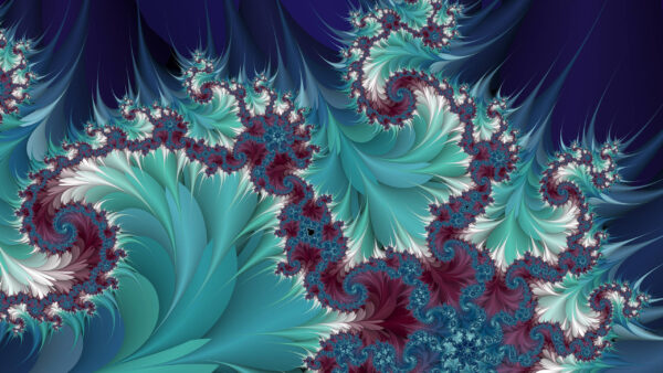 Wallpaper Blue, Art, Leaves, Fractal, Abstract