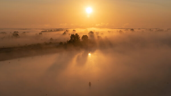 Wallpaper Sunrise, Desktop, Nature, With, Fog, Horizon