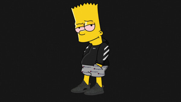Wallpaper Face, Simpson, WALL, Yellow, Black, Bart, Background