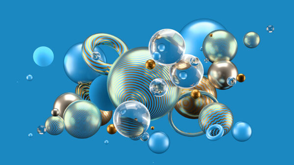 Wallpaper Bubbles, Abstract, Grey, Shapes, Abstraction, Blue, Circles, Balls, Glassy