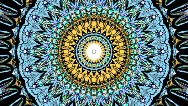 Wallpaper Yellow, Desktop, Mobile, Blue, Abstract, Art, Fractal, Pattern, Circles, Abstraction