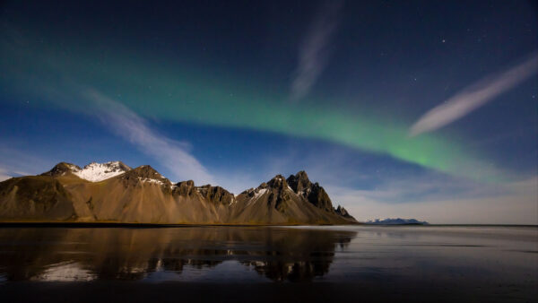 Wallpaper Nature, Northern, Lights, Mountains, Beach