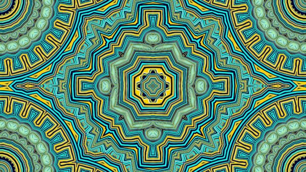 Wallpaper Fractal, Abstraction, Art, Lines, Blue, Yellow, Pattern, Abstract, Desktop