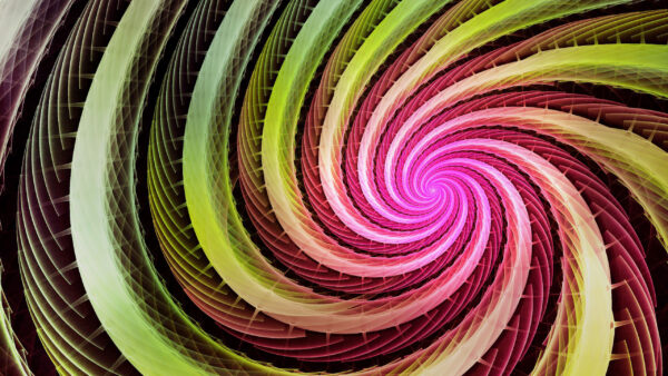 Wallpaper Spiral, Funnel, Abstract, Lines, Green, Pink, Abstraction