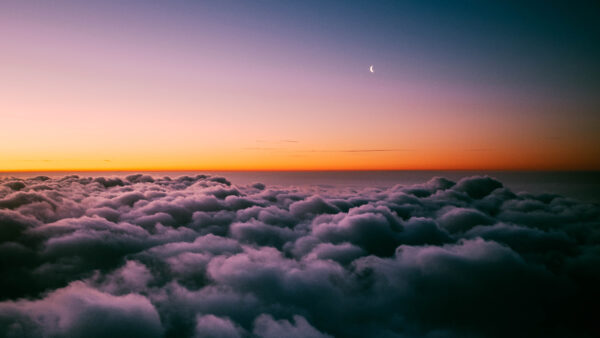 Wallpaper Above, Sunset, Horizon, Clouds