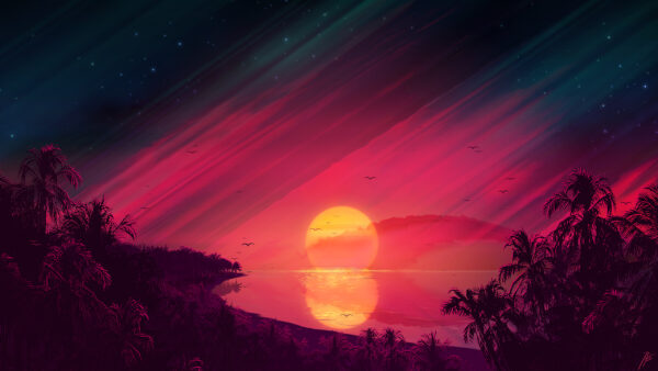 Wallpaper Sunset, Landscape