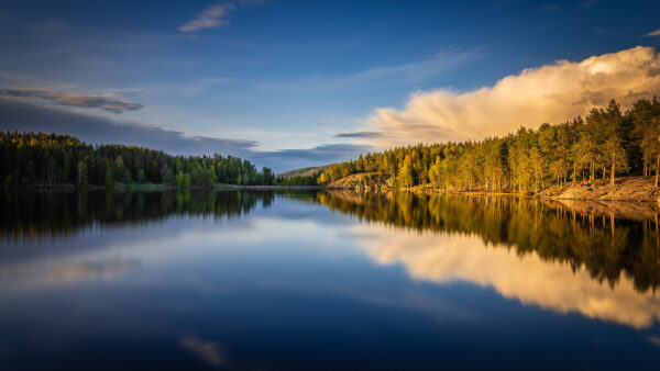 Wallpaper And, Nature, Desktop, Norway, Blue, Forest, Reflection, With, Clouds, Trees, Sky, Lake