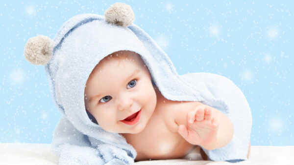 Wallpaper Background, With, Down, Desktop, Sparkling, White, Baby, Covered, Cute, Towel, Lying