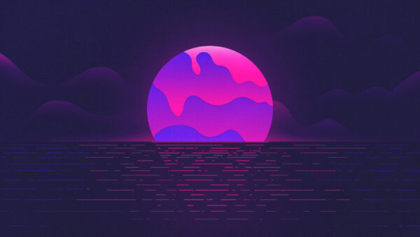 Wallpaper Moon, Purple, Pink, Vaporwave, Desktop, Classic