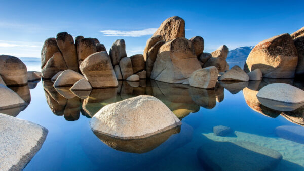 Wallpaper Calm, Blue, Rock, Nature, Water, Mobile, Under, Sky, Daytime, During, Body, Desktop