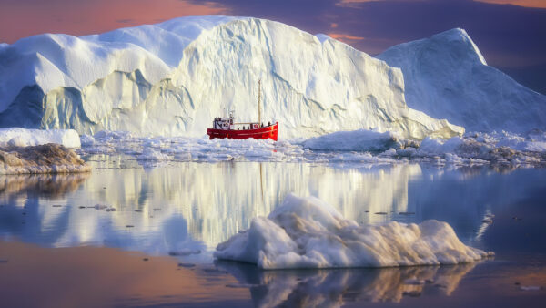 Wallpaper Reflection, Greenland, Desktop, Red, Nature, With, Iceberg, Arctic, Ship