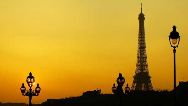 Wallpaper Travel, Evening, Desktop, Sky, Tower, During, Yellow, Eiffel, Background, Paris, With