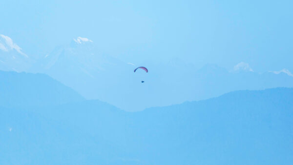 Wallpaper Sky, Desktop, Mountain, Background, Parachute, Light, Blue, With, And