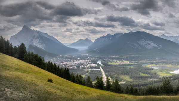 Wallpaper Cloudy, Under, Nature, Fog, Black, Mountains, Sky, Valley