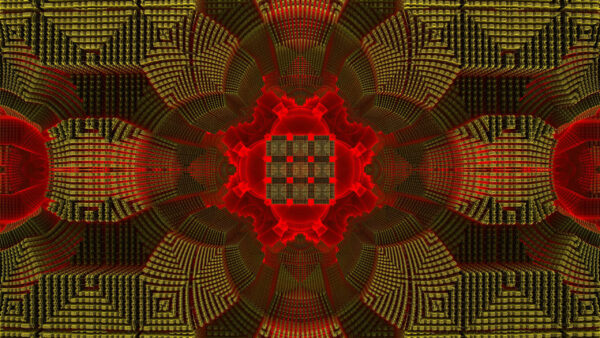 Wallpaper Green, Lines, Shapes, Abstraction, Red, Abstract, Fractal, Pattern