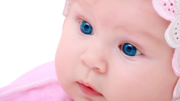 Wallpaper Desktop, With, Charming, Cute, Blue, Wearing, Baby, Dress, Pink, Eyes