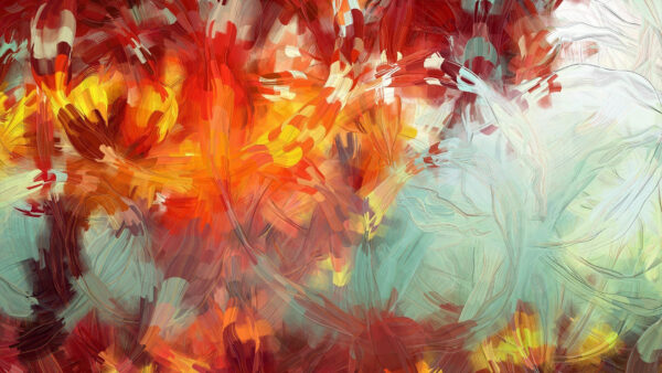 Wallpaper Yellow, Art, Brown, Floral, Abstraction, Paint, Red, Abstract