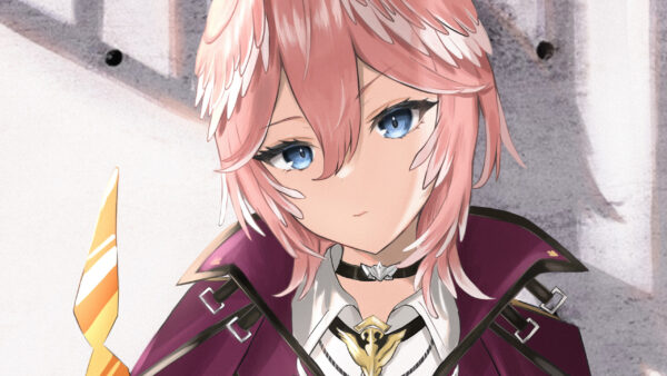 Wallpaper Girl, Purple, Red, White, With, Blue, Eyes, Hair, Light, Anime, Dress