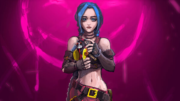 Wallpaper Blue, League, Hair, Legends, Jinx