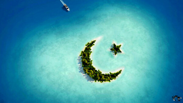 Wallpaper Crescent, Island, Moon, Star