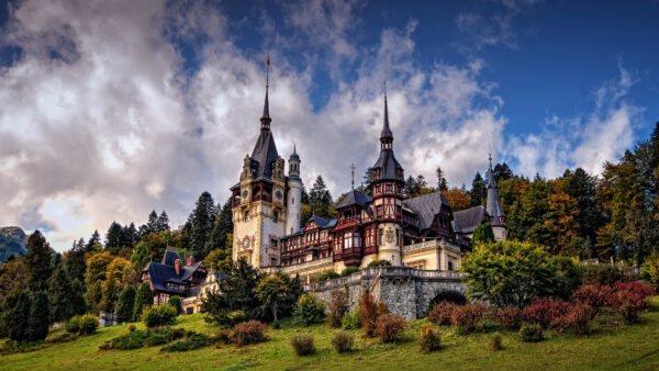 Wallpaper Cloud, Desktop, Travel, Romania, Peles, Architecture, Castle